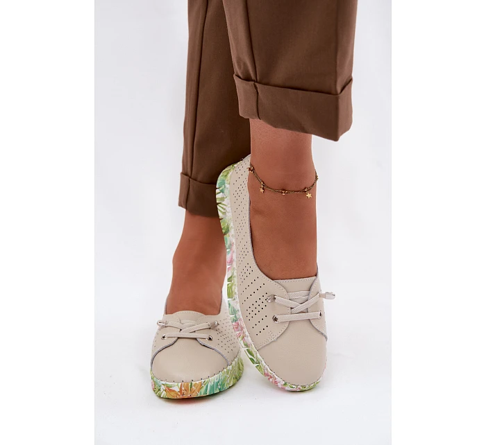 Kožené dámské polobotky model 22100343 Béžové - S.Barski Kožené dámské polobotky model 22100343 Béžové - S.Barski