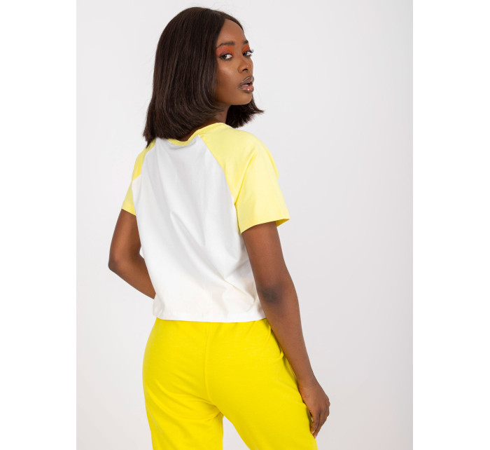 Bílé a žluté tričko s bavlněným potiskem