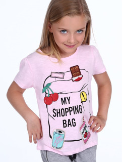 Dívčí tričko s nášivkami ve světle růžové barvě