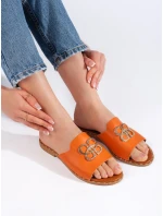 Stylové nazouváky oranžové dámské bez podpatku Stylové nazouváky oranžové dámské bez podpatku