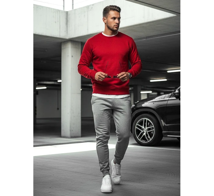 Pánská hladká červená mikina FashionStreet BX3867