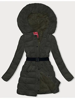 Péřová dámská zimní bunda v army barvě model 21245983 - LHD