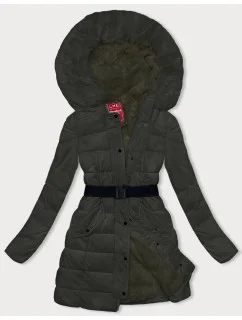Péřová dámská zimní bunda v army barvě (2M-007)