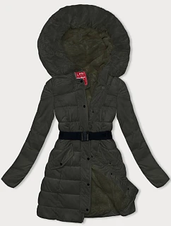Péřová dámská zimní bunda v army barvě model 21245983 - LHD
