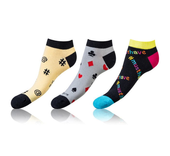 Zábavné nízké crazy ponožky unisex v setu 3 páry CRAZY IN-SHOE SOCKS 3x - BELLINDA - žlutá