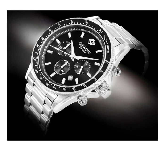 Pánské hodinky Giewont Chronograph Sapphire Silver Black GW3520-B2 Pánské hodinky Giewont Chronograph Sapphire Silver Black GW3520-B2