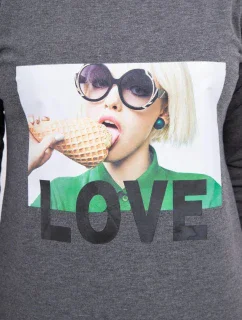 Šaty s potiskem Love v grafitové barvě