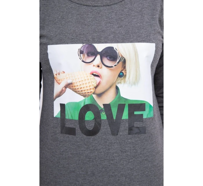 Šaty s potiskem Love v grafitové barvě