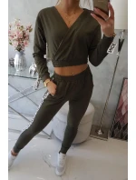 Sada s ozdobnými khaki stuhami