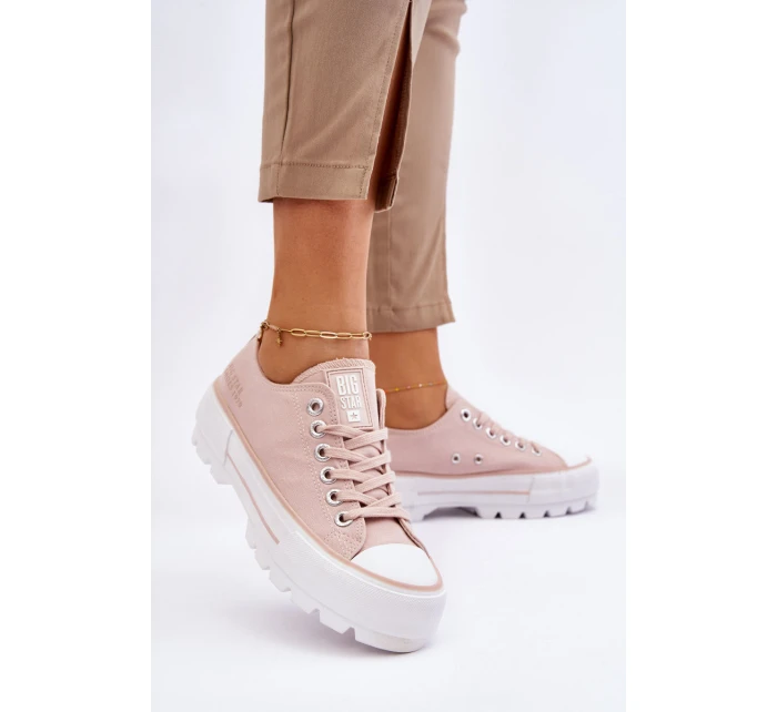 Látkové tenisky na platformě Big Star model 21610266 Nude - Big Star Shoes Látkové tenisky na platformě Big Star model 21610266 Nude - Big Star Shoes