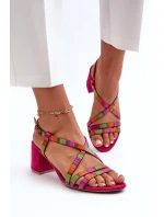 Sametové sandály na nízkém podpatku model 21660062 - Maciejka