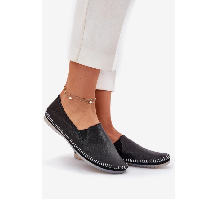 Kožené Baleríny model 21693631 Černé - Maciejka