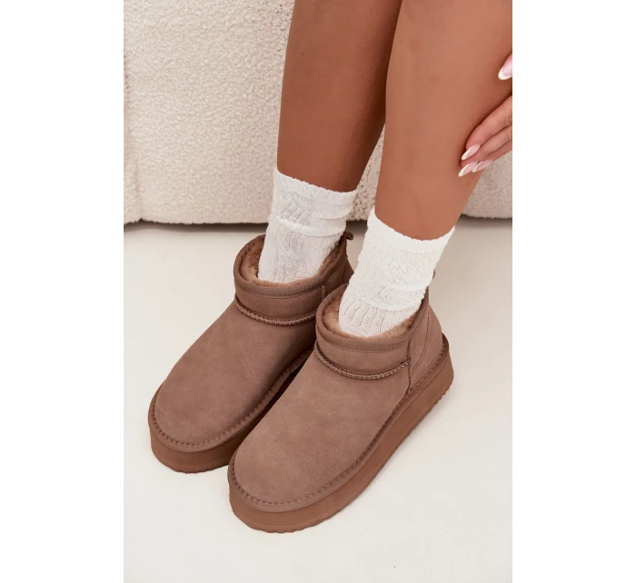 Semišové zimní boty pro ženy na platformě Vinceza 97962 béžové