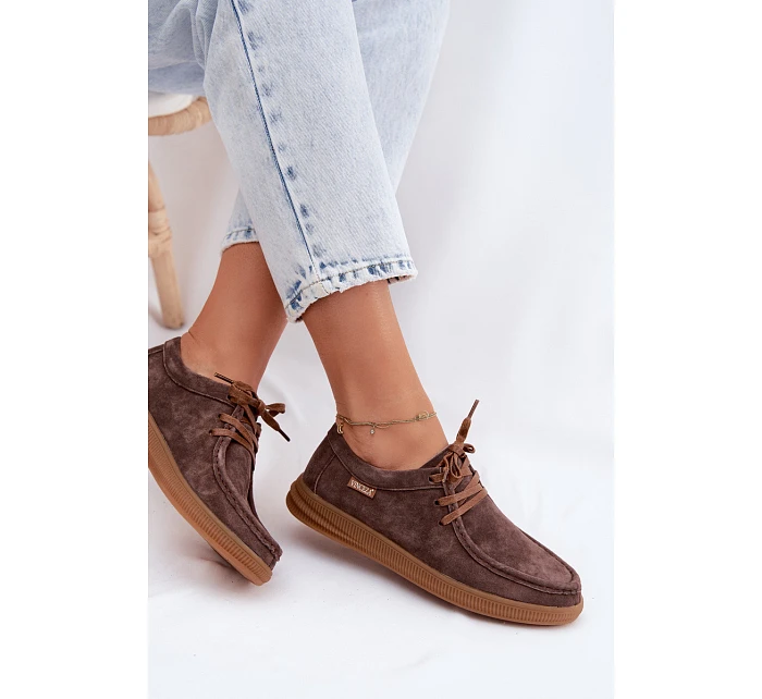 Polobotky z přírodního semiše model 22107525 Hnědé - VINCEZA