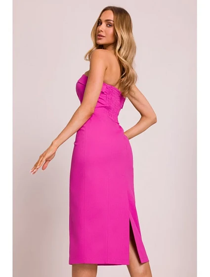 model 20970510 Džínové midi šaty růžové - Moe