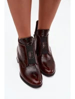 Dámské zateplené botky na podpatku s masivním podpatkem a ozdobným detailem – tmavě hnědé Zazoo Dámské zateplené botky na podpatku s masivním podpatkem a ozdobným detailem – tmavě hnědé Zazoo