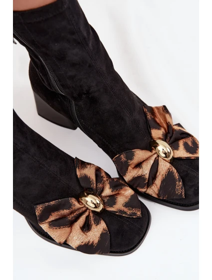 Dámské kotníkové boty s mašlí D&A – černé Dámské kotníkové boty s mašlí D&A – černé