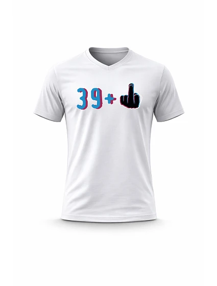 Pánské bavlněné tričko s potiskem - 39+1 - bílé Pánské bavlněné tričko s potiskem - 39+1 - bílé