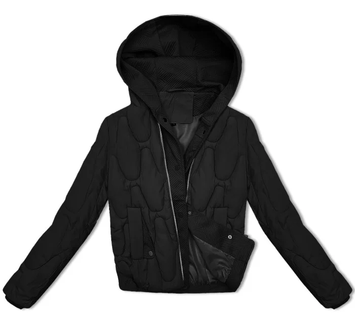 Černá krátká zimní bunda s ozdobnou kapucí S'west (B8261-1) Černá krátká zimní bunda s ozdobnou kapucí S'west (B8261-1)