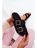 Dámské Pantofle S Přezkami Na Korek Podošve Černé Sercele Dámské Pantofle S Přezkami Na Korek Podošve Černé Sercele