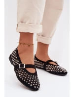 Dámské baleríny s krajkovým vzorem s kamínky a páskem Černé model 21951572 - Boto Dámské baleríny s krajkovým vzorem s kamínky a páskem Černé model 21951572 - Boto