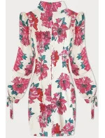 Krátké dámské květované šaty v barvě se stojáčkem model 20185223 - MADE IN ITALY Krátké dámské květované šaty v barvě se stojáčkem model 20185223 - MADE IN ITALY