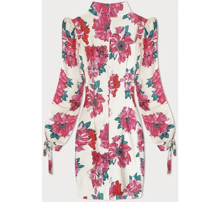 Krátké dámské květované šaty v barvě se stojáčkem model 20185223 - MADE IN ITALY Krátké dámské květované šaty v barvě se stojáčkem model 20185223 - MADE IN ITALY