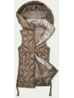 Tmavě béžová dámská vesta s ozdobným prošíváním model 20829999 - S'WEST