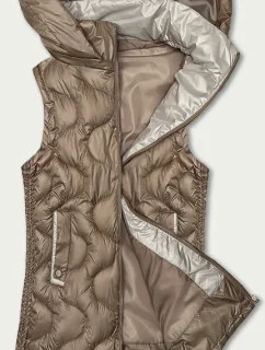 Tmavě béžová dámská vesta s ozdobným prošíváním model 20829999 - S'WEST