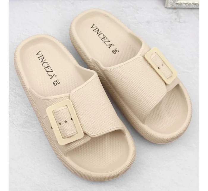 Žabky s přezkou W model 21875102 beige - VINCEZA