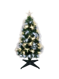 DEKORATIVNÍ VÁNOČNÍ STROMEK Z OPTICKÝCH VLÁKEN TEPLÝ STUDENÝ BÍLÝ 90CM