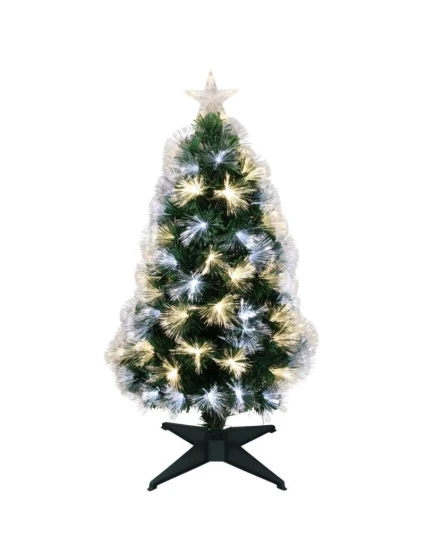 DEKORATIVNÍ VÁNOČNÍ STROMEK Z OPTICKÝCH VLÁKEN TEPLÝ STUDENÝ BÍLÝ 90CM