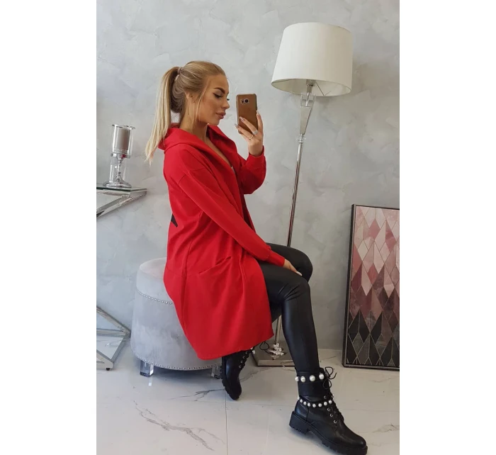 Pláštěnka s kapucí oversize červená