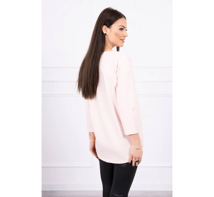 Halenka s potiskem koláží, pudrově růžová