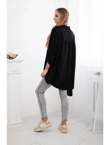 Bavlněná mušelínová košile černý