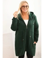 Dámská mikina zateplená Plus Size s kapucí a model 21480763 výstřihem hnědá - K-Fashion