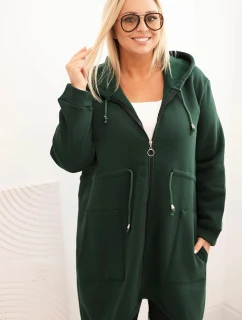 Dámská mikina zateplená Plus Size s kapucí a model 21480763 výstřihem hnědá - K-Fashion