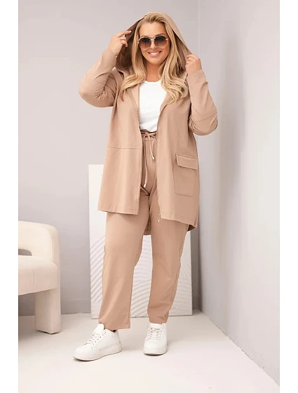 Dámský bavlněný komplet Plus Size s mikinou a kalhotami fango Dámský bavlněný komplet Plus Size s mikinou a kalhotami fango