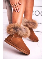 Dámské Kožené Sněhule S Kožešinou Camel model 21540431 - Boto Dámské Kožené Sněhule S Kožešinou Camel model 21540431 - Boto