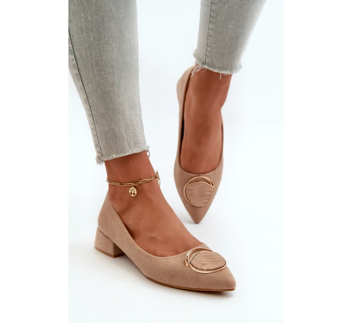 Boty na nízkém podpatku z ekokože S.Barski KV27-037 béžové