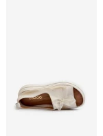 Zazoo 2939 Dámské kožené sandály s mašlí Zlatý otěr