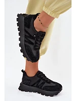 Kožené semišové dámské tenisky na platformě Vinceza 41520 Černé