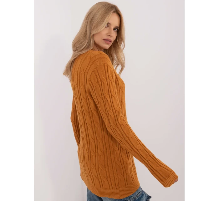 Sweter AT SW model 20463716 ciemny żółty - FPrice Sweter AT SW model 20463716 ciemny żółty - FPrice