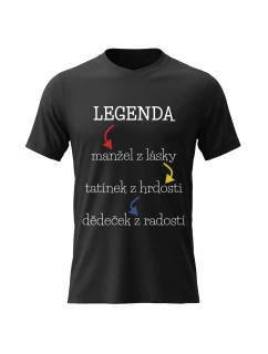 Pánské bavlněné tričko s potiskem - LEGENDA - černé