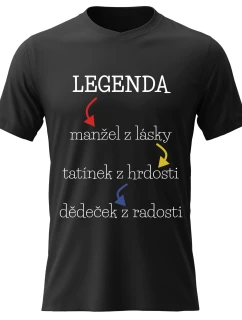 Pánské bavlněné tričko s potiskem - LEGENDA - černé