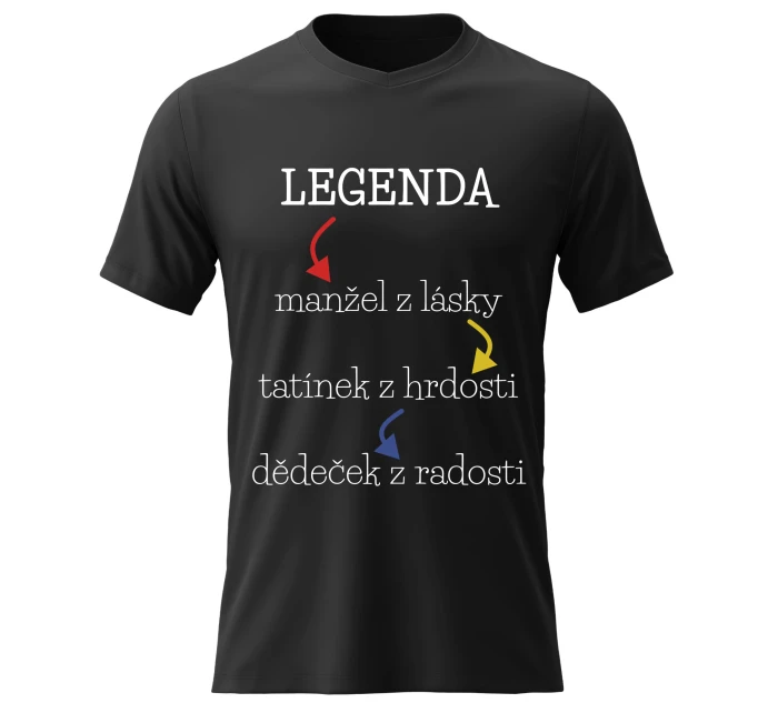 Pánské bavlněné tričko s potiskem - LEGENDA - černé