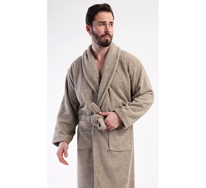 Pánský župan se šálovým límcem Oskar Béžová - Vienetta Pánský župan se šálovým límcem Oskar Béžová - Vienetta