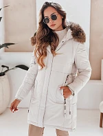 Dámská zimní bunda parka s kapucí světle béžová FashionStreet TY5083