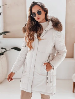 Dámská zimní bunda parka s kapucí světle béžová Dstreet model 21991276 - FashionStreet