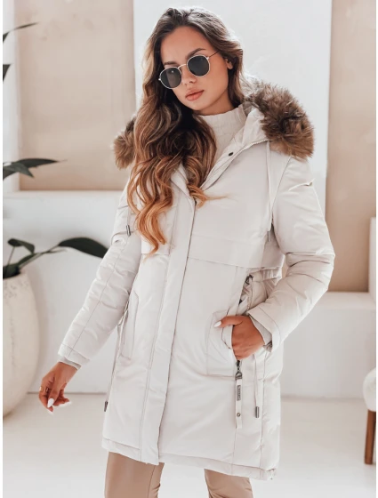 Dámská zimní bunda parka s kapucí světle béžová Dstreet model 21991276 - FashionStreet